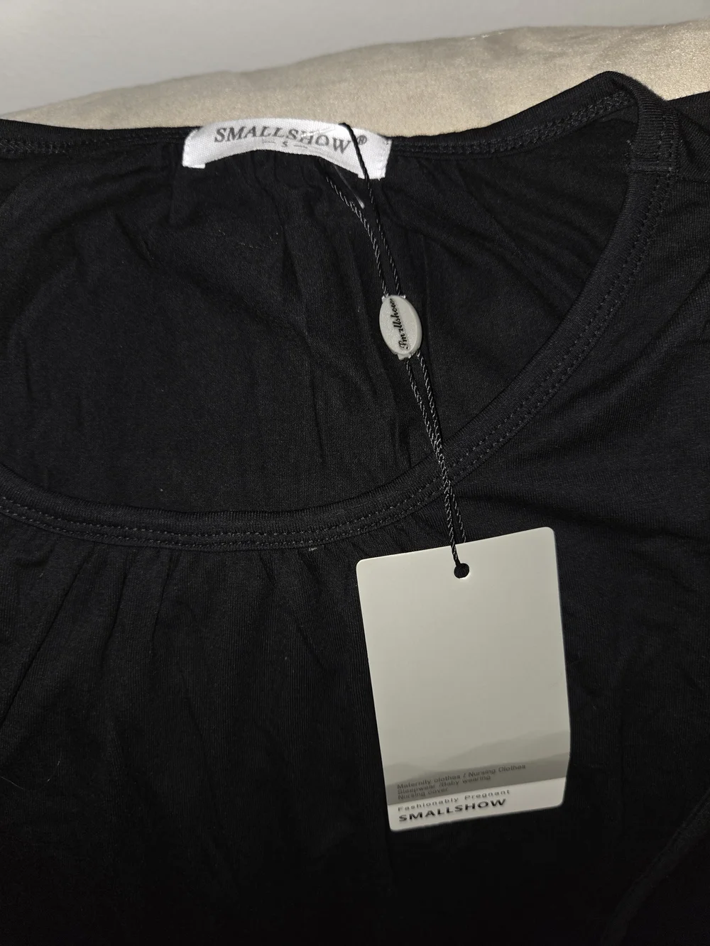 Smallshow Black Nursing Pajama Top - Comfortable Rayon Blend, Size Small